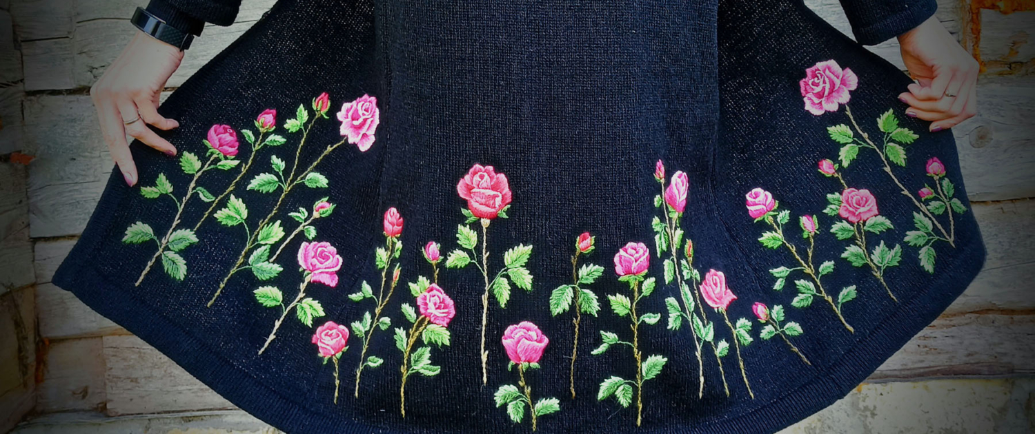 roosidega kampsun, detail